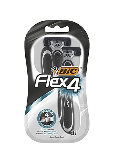 Flex 4 Erkek Tıraş Bıçağı 3'lü Blister 4 Bıçak , Birbirinden Bağımsız Hareket Edebilen 4 Bıçak, Oynar Ba