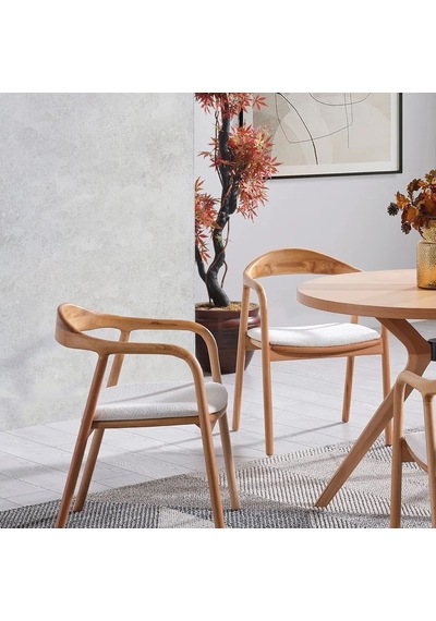 Zodiac Exclusive Yılan Ahşap Sandalye Natural - Beyaz
