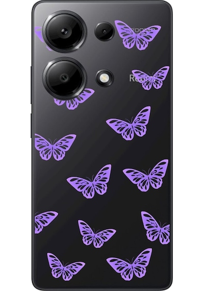 Xiaomi Redmi Note 13 Pro Uyumlu Şeffaf Kılıf Kelebek 4 Tasarımlı