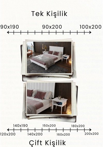Hüma Dikey Başlıklı Masif Ahşap Karyola Ve 2 Adet Beyaz 90x200