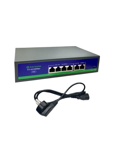 Novacom Nvc-hıf0420fbl-c 4+2 Port 10/100mbps Uplink Aı Poe Switch