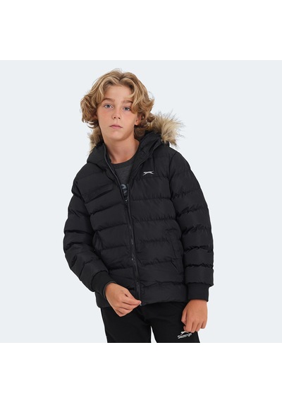 Slazenger CALISTO Çocuk Kapüşonlu Şişme Siyah Mont & Kaban