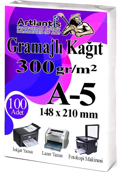 A5 Gramajlı Fotokopi Kağıdı 100 Adet 300 Gr Sertifika Kağıdı Kalın Kağıt Baskı Tüm Yazıcılara Uyumlu 14.8x21cm Ofis Büro