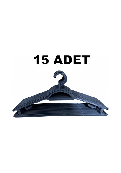 15 Adet Elbise Askısı, Etek Askısı, Pantalon Askısı, 15 Adet Plastik Siyah Tr Diğer