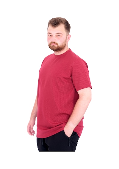 Mode Xl Büyük Beden Erkek T-shirt Bisiklet Yaka Dore U25034 Bordo Bordo