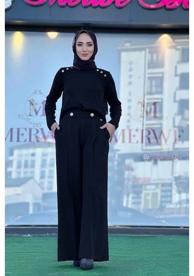 Miss Dalida 6018 Siyah Triko Takım Çok Renkli