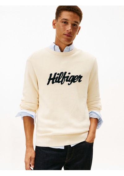 Tommy Hilfiger Seasonal Graphıc Cotton Cneck Erkek Bej Kazak - Mw0mw41647 Bej