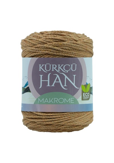 Premium Makrome Ipi 3mm 200gr 120m,%85 Rejenere Pamuk Örgü Ipi - Açık Kahverengi