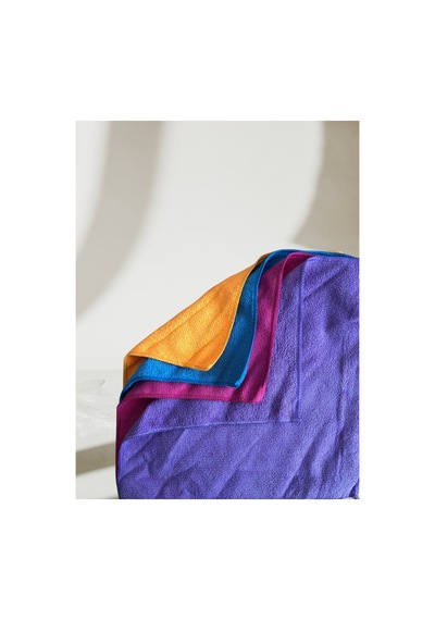 Pratik Mikrofiber Temizlik Bezi 4'lü Wrap Dürüm Paket 32x32 Sarı-mavi-mor