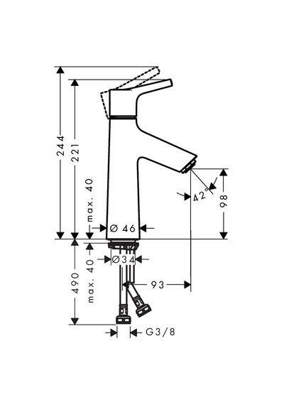 Hansgrohe Talis Tek Kollu Lavabo Bataryası 100 MM Kumandasız Krom 72021000