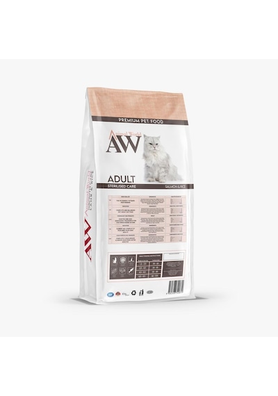 Animal World Kısırlaştırılmış Somonlu Yetişkin Kedi Maması 15 KG