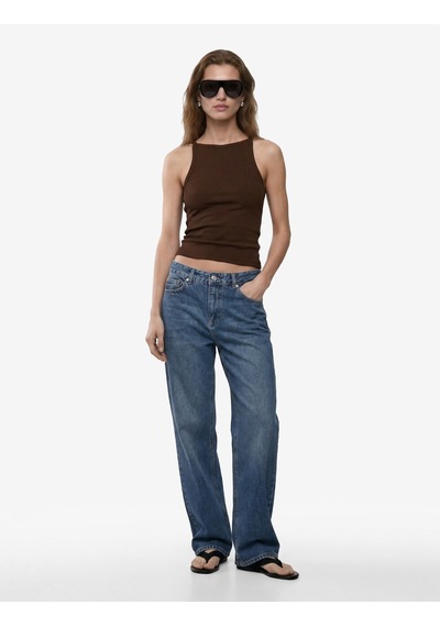 Koton Kaşkorse Kolsuz Pamuklu Slim Fit Askılı Kare Yaka Üst Kahverengi 6sak10388ek Kahve