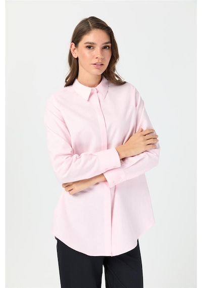 Esswaap Oxford Dokulu Arkası Pileli Tunik Pembe Pembe