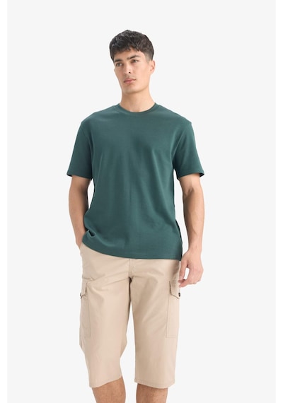 Defacto Regular Fit Bisiklet Yaka Basic Düz Kısa Kollu Tişört E7961ax25augn536 Yeşil