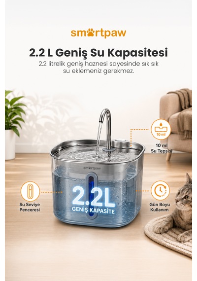 Smartpaw Aqua Prime Kedi Su Pınarı Distribütör Garantili