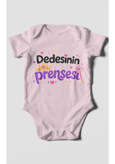 Morivokids Dedesinin Prensesi Kısa Kollu Bebek Body %100 Pamuk Bebe Pembe