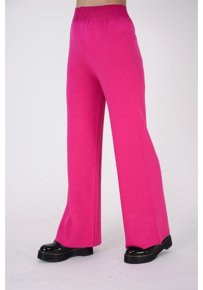 Guzelco Fuşya İspanyol Paça Triko Pantolon Pembe