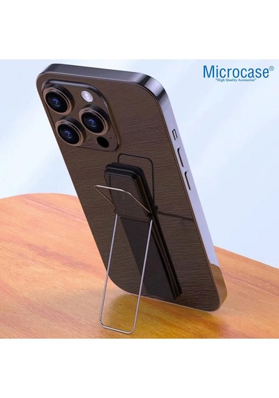 Microcase Üniversal Telefon Arkası El Parmak Tutucu Metal Mıknatıslı Standlı Cep Telefonu Tutacağı - Al4938 Siyah