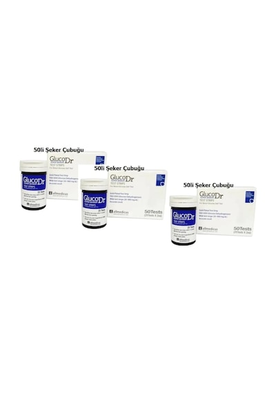 Gluco Dr Şeker Ölçüm Stribi 3 Kutu 50'li 150 Adet