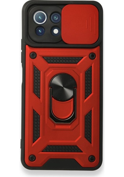 Nettech Xiaomi Mi 11 Lite Uyumlu Kızaklı Panzer Seri Arka Koruma Kılıf - Siyah Siyah