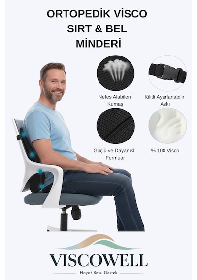 Ortopedik Sırt&bel Minderi Ortopedik Bel Minderi %100 Visco Destek Minder