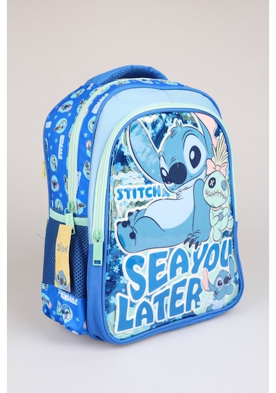 X Dekomus Lisanslı Stitch "ıconic Blue Collection Collection" Özel Tasarım Büyük Boy Okul Çantası "dekomus Cep Defteri Hediyeli" Altın