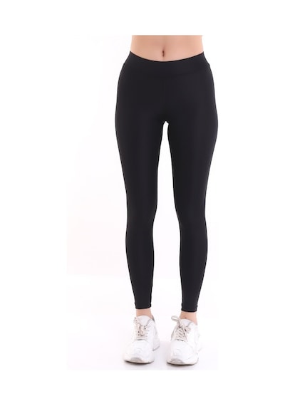 Self Clothing Kadın Siyah Yüksek Bel Dayanıklı Örme Kumaş Toparlayıcı Spor Tayt