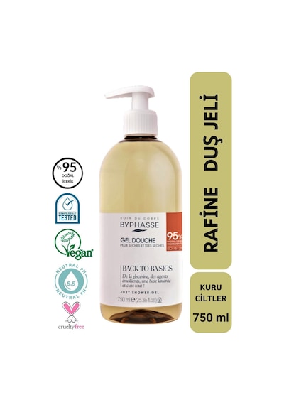 Byphasse Back To Basics Rafine Duş Jeli Kuru Ve Çok Kuru Cilt Tipleri 750 ML