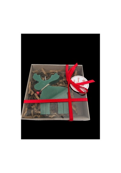 Hediyelik Paketli Geyik Doğal Mum Yeşil