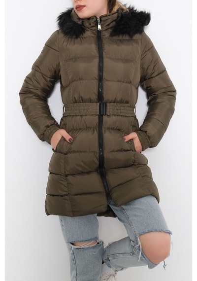 Kemerli Şişme Mont Haki - 6117.1555. Haki