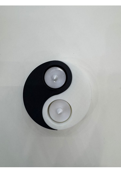 Yin Yang Mumluk Siyah Beyaz Çift Hazneli Led Tealight Dekoratif Mumluk