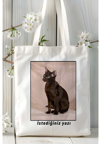 Art Hediye Havana Kedi Baskılı Omuz Çanta Kişiye Özel Model 5 Çok Renkli
