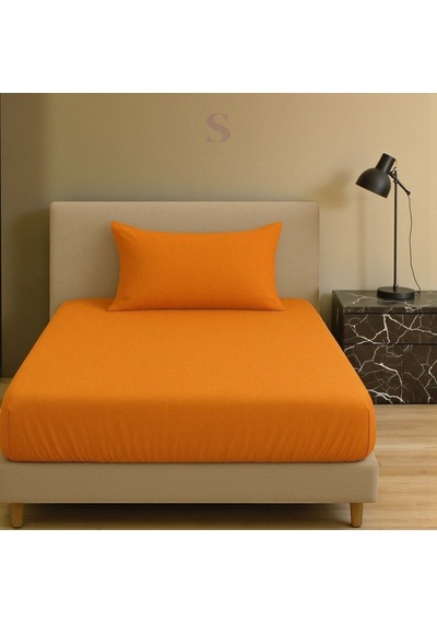 Shules Collection Keten Buldan Tek Kişilik Çarşaf + Yastık Kılıfı Turuncu