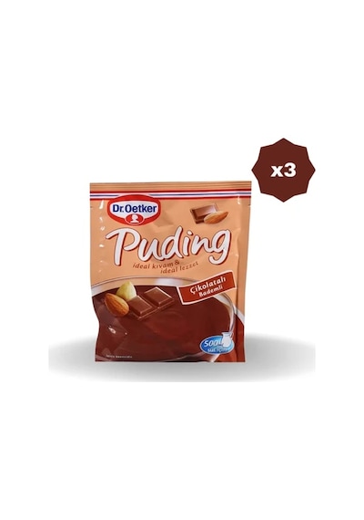 Dr. Oetker Çikolatalı & Bademli Puding 104gr - 3 Adet