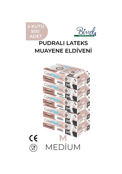 Lateks Pudralı Muayene Eldiveni M-5 Paket 100'lü