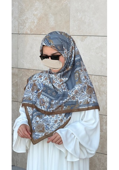 Qalortex Scarf Pamuklu Piraye Desen Eşarp - Pas