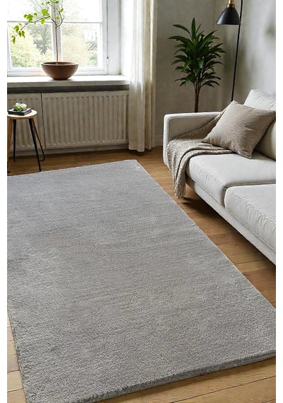 Peluş Post Halı Yumuşak Dokulu Modern Salon Oturma Odası Çocuk Odası Hol & Antre Halısı Gri Gri