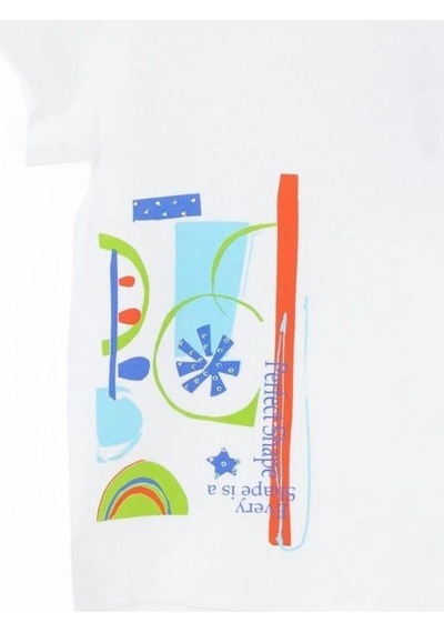 Nk Kids Kız Çocuk Pamuklu Desenli T-shirt-15968 Beyaz