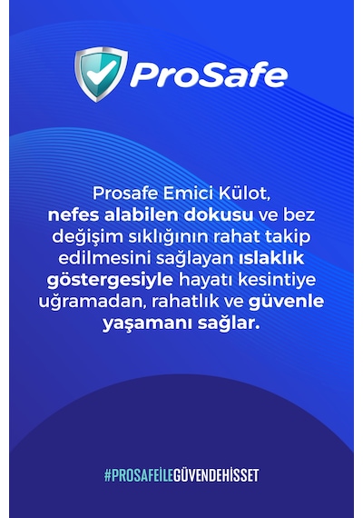 Prosafe Külotlu Yetişkin Hasta Bezi Emici Külot Islaklık Göstergeli Bel Ölçüsü 130-170cm Xlarge 30'lux2paket XL