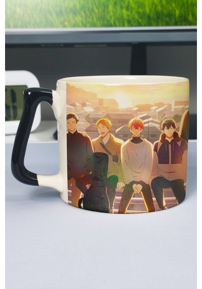 Given Anime Baskılı Seramik Lüks Kupa 1 Adet Özel Siyah Kulp Dalga Kulp V1d Çok Renkli