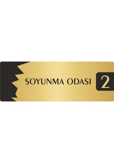 Metal Departman Kapı İsimliği, Yönlendirme Levhası Soyunma Odası 2 10x20 Cm Altın Renk