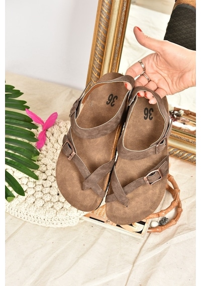 Fox Shoes Kahverengi Süet Kadın Sandalet H777786002