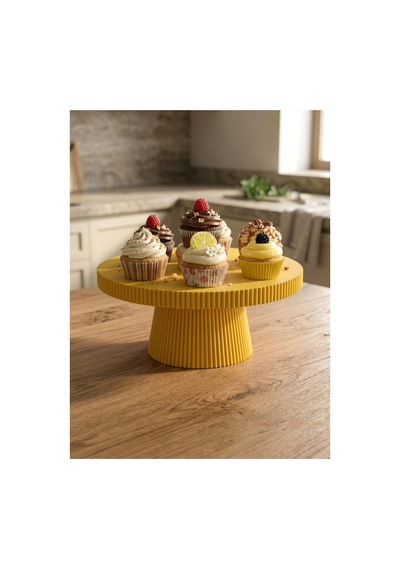 24 Cm Cupcake Standı Kurabiye Standı Pasta Standı Çiçek Dekoratif Stand Sarı