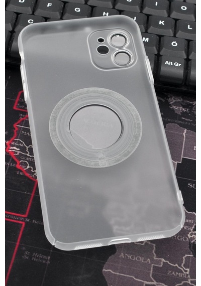 Apple Uyumlu iPhone 11 Uyumlu Beyaz Renkli Yarı Şeffaf İnce Sert Kapak Kılıf Kamera Lens Korumalı Beyaz -