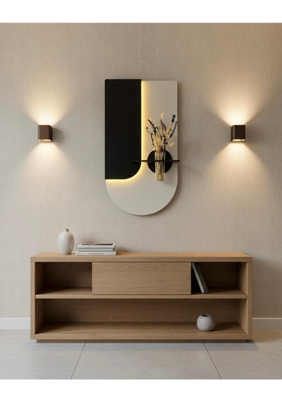 Lavanta Ahşap Pilli Ledli İskandinav Tarzı Salon Duvar Rafı Modern Çiçeklik 40 X 75 Cm Paris Grisi - Antrasit