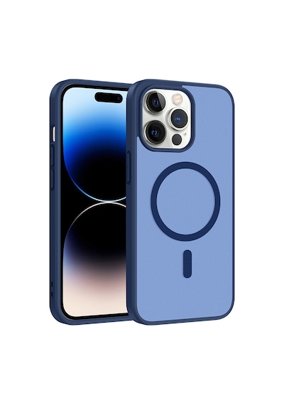 Zore Apple iPhone Uyumlu 14 Pro Max Kılıf M-safe Şarj Özellikli Zore Babet Kapak - Mavi