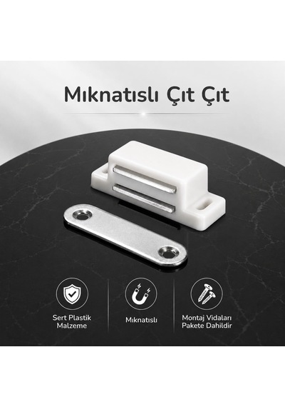 Mıknatıslı Çıtçıt Plastik Mobilya Dolap Kapak Sineklik Kilit Tutucu Çıt Çıt