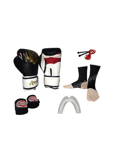 Spor_Carsim Evox Boks,Kickboks,Muay Thai Eldiven,Ayak Çorabı,Bandaj,Ip Siyah