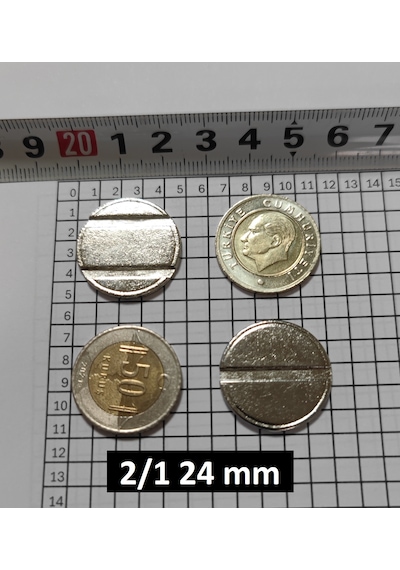 100 Adet 2/1 Çeltikli 24/2 Mm Oyun Makineleri & Langırt Jetonu