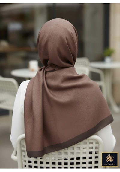 Premium Lux Original Monogram Şal İpek Vual, Yüksek Kalite, Hafif, Rahat, Şık, Tesettür, Shawl Kahverengi